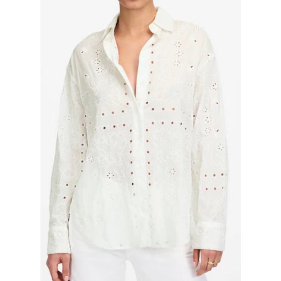 Madewell White Embroidered Oversized Button-Up Shirt NWT Size XS - Picture 1 of 8